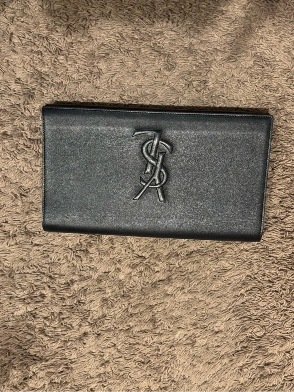 Yves Saint Laurent Black Leather YSL Monogram Clutch - Picture 6 of 6